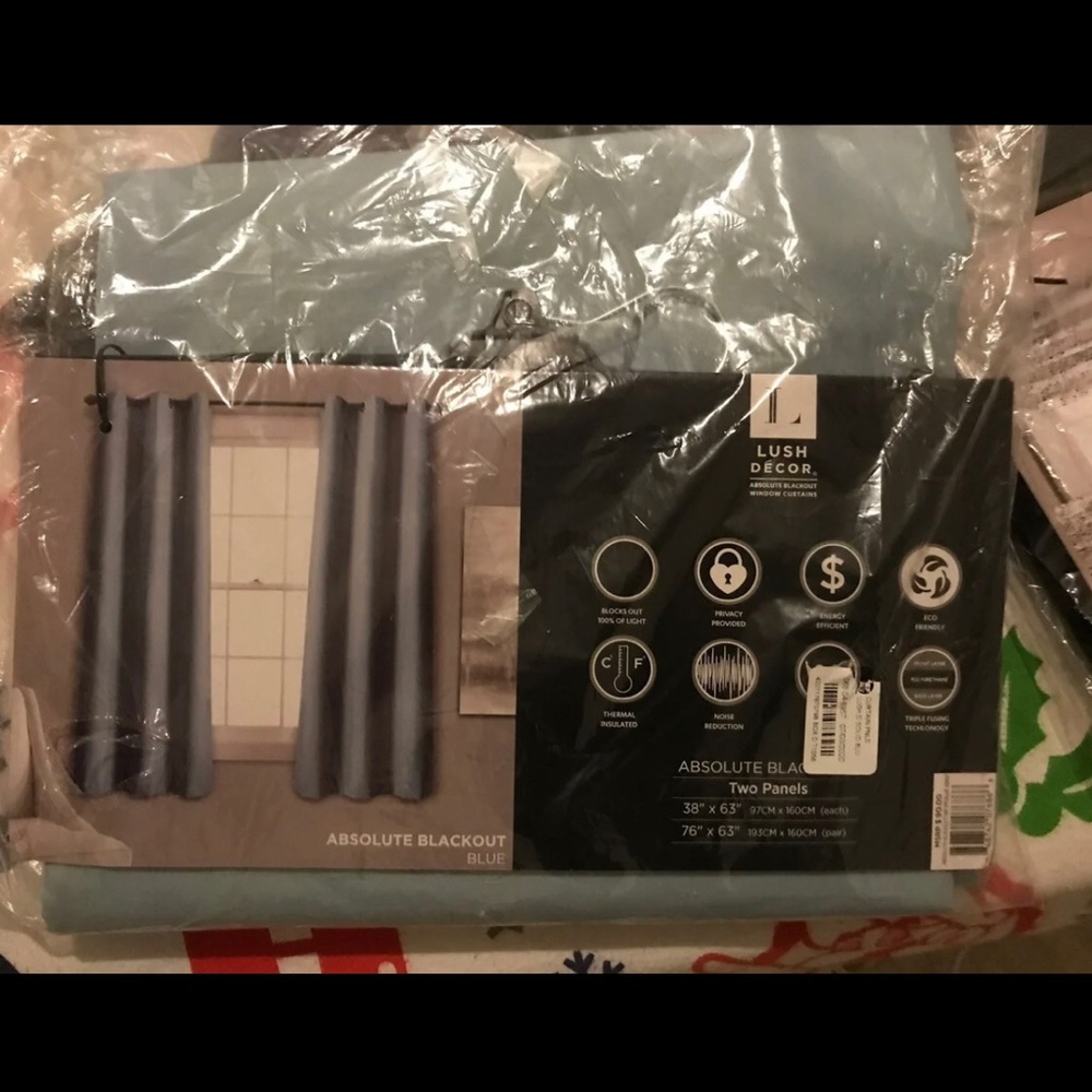2 Light Blue Curtain Panels - Picture 3 of 4